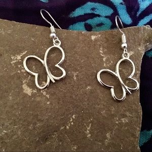 New Tibetan Silver Butterfly Earrings